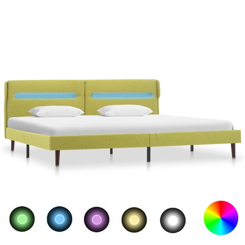 Bettgestell mit LED Grün Stoff 140x200 cm Bettgestell mit LED Grün Stoff 140x200 cm