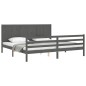 vidaXL Massivholzbett mit Kopfteil Grau 200x200 cm vidaXL Massivholzbett mit Kopfteil Grau 200x200 cm