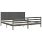 vidaXL Massivholzbett mit Kopfteil Grau 200x200 cm vidaXL Massivholzbett mit Kopfteil Grau 200x200 cm