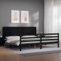 vidaXL Massivholzbett mit Kopfteil Schwarz 200x200 cm