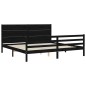 vidaXL Massivholzbett mit Kopfteil Schwarz 200x200 cm