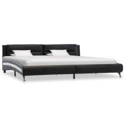 Bettgestell Schwarz Kunstleder 140×200 cm