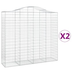 vidaXL Gabionen mit Hochbogen 2 Stk. 200x50x180/200cm Verzinktes Eisen