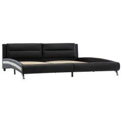 Bettgestell Schwarz Kunstleder 140×200 cm