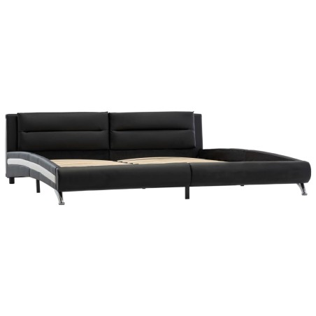 Bettgestell Schwarz Kunstleder 140×200 cm