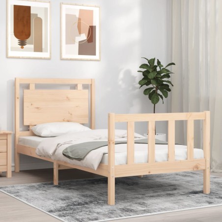 vidaXL Massivholzbett mit Kopfteil 90x190 cm