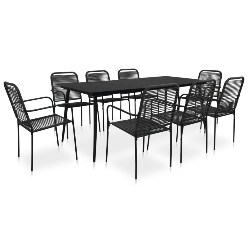 vidaXL 9-tlg. Garten-Essgruppe Baumwollseil und Stahl Schwarz vidaXL 9-tlg. Garten-Essgruppe Baumwollseil und Stahl Schwarz