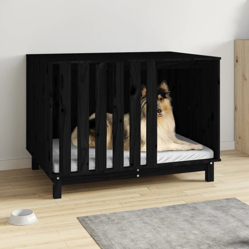 vidaXL Hundehütte Schwarz 100x70x72 cm Massivholz Kiefer vidaXL Hundehütte Schwarz 100x70x72 cm Massivholz Kiefer