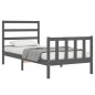 vidaXL Massivholzbett mit Kopfteil Grau 90x200 cm vidaXL Massivholzbett mit Kopfteil Grau 90x200 cm