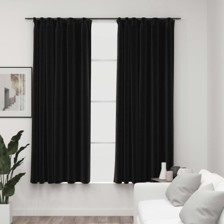 vidaXL Verdunkelungsvorhänge mit Haken Leinenoptik 2 Stk. 140x175 cm