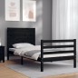 vidaXL Massivholzbett mit Kopfteil Schwarz 90x200 cm vidaXL Massivholzbett mit Kopfteil Schwarz 90x200 cm