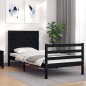 vidaXL Massivholzbett mit Kopfteil Schwarz 90x200 cm vidaXL Massivholzbett mit Kopfteil Schwarz 90x200 cm