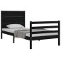 vidaXL Massivholzbett mit Kopfteil Schwarz 90x200 cm vidaXL Massivholzbett mit Kopfteil Schwarz 90x200 cm