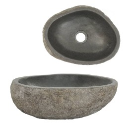 vidaXL Waschbecken Flussstein Oval 29-38 cm  