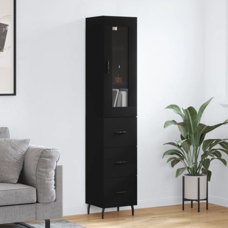 vidaXL Highboard Schwarz 34,5x34x180 cm Holzwerkstoff