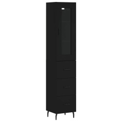 vidaXL Highboard Schwarz 34,5x34x180 cm Holzwerkstoff