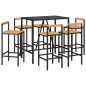 vidaXL 7-tlg. Gartenbar-Set Schwarz Poly Rattan & Massivholz Akazie vidaXL 7-tlg. Gartenbar-Set Schwarz Poly Rattan & Massivholz Akazie