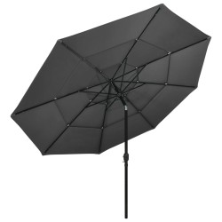 vidaXL Sonnenschirm mit Aluminium-Mast 3-lagig Anthrazit 3,5 m