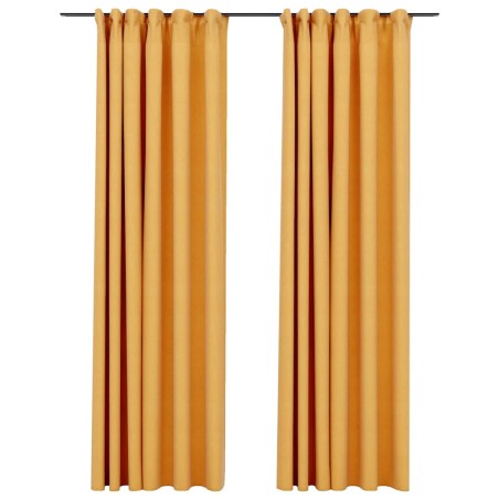 vidaXL Verdunkelungsvorhänge Haken Leinenoptik 2 Stk. Gelb 140x225 cm