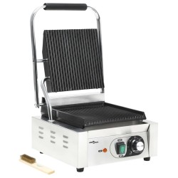vidaXL Gerillter Panini-Grill Edelstahl 1800 W 31x30,5x20 cm