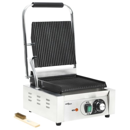 vidaXL Gerillter Panini-Grill Edelstahl 1800 W 31x30,5x20 cm