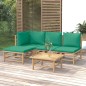 vidaXL 5-tlg. Garten-Lounge-Set mit Grünen Kissen Bambus vidaXL 5-tlg. Garten-Lounge-Set mit Grünen Kissen Bambus
