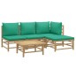 vidaXL 5-tlg. Garten-Lounge-Set mit Grünen Kissen Bambus vidaXL 5-tlg. Garten-Lounge-Set mit Grünen Kissen Bambus