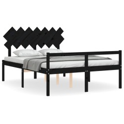 vidaXL Massivholzbett mit Kopfteil Schwarz 140x190 cm