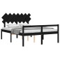vidaXL Massivholzbett mit Kopfteil Schwarz 140x190 cm vidaXL Massivholzbett mit Kopfteil Schwarz 140x190 cm