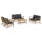 vidaXL 5-tlg. Garten-Lounge-Set mit Dunkelgrauen Kissen Bambus vidaXL 5-tlg. Garten-Lounge-Set mit Dunkelgrauen Kissen Bambus