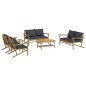 vidaXL 5-tlg. Garten-Lounge-Set mit Dunkelgrauen Kissen Bambus vidaXL 5-tlg. Garten-Lounge-Set mit Dunkelgrauen Kissen Bambus