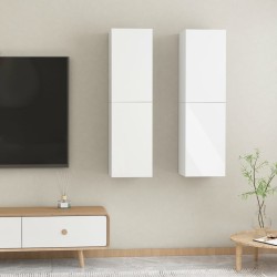 vidaXL TV-Schränke 2 Stk. Hochglanz Weiß 30,5x30x110 cm Holzwerkstoff