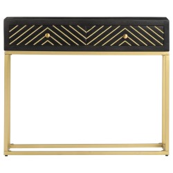 vidaXL Konsolentisch Schwarz und Golden 90x30x75 cm Mango Massivholz