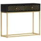 vidaXL Konsolentisch Schwarz und Golden 90x30x75 cm Mango Massivholz