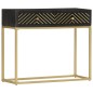 vidaXL Konsolentisch Schwarz und Golden 90x30x75 cm Mango Massivholz