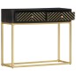 vidaXL Konsolentisch Schwarz und Golden 90x30x75 cm Mango Massivholz