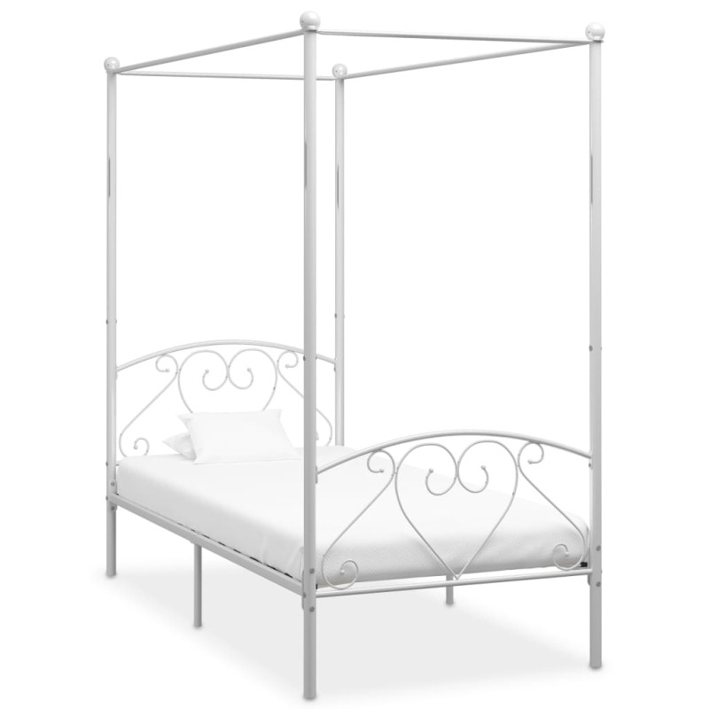 vidaXL Himmelbett-Gestell Weiß Metall 100 x 200 cm vidaXL Himmelbett-Gestell Weiß Metall 100 x 200 cm