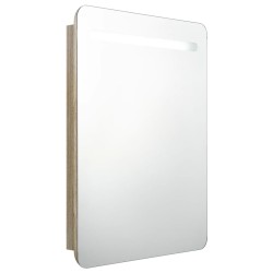 vidaXL LED-Bad-Spiegelschrank Eichen-Optik 60x11x80 cm