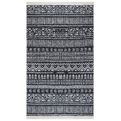 vidaXL Teppich Schwarz und Weiß 160x230 cm Baumwolle
