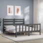vidaXL Massivholzbett mit Kopfteil Grau 160x200 cm vidaXL Massivholzbett mit Kopfteil Grau 160x200 cm