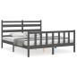 vidaXL Massivholzbett mit Kopfteil Grau 160x200 cm vidaXL Massivholzbett mit Kopfteil Grau 160x200 cm