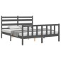vidaXL Massivholzbett mit Kopfteil Grau 160x200 cm vidaXL Massivholzbett mit Kopfteil Grau 160x200 cm