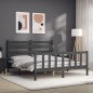 vidaXL Massivholzbett mit Kopfteil Grau 160x200 cm vidaXL Massivholzbett mit Kopfteil Grau 160x200 cm