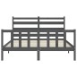 vidaXL Massivholzbett mit Kopfteil Grau 160x200 cm vidaXL Massivholzbett mit Kopfteil Grau 160x200 cm