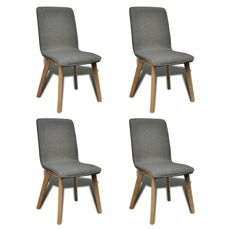 vidaXL Esszimmerstühle 4 Stk. Hellgrau Stoff und Massivholz Eiche vidaXL Esszimmerstühle 4 Stk. Hellgrau Stoff und Massivholz Eiche