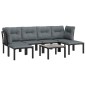 vidaXL 7-tlg. Garten-Lounge-Set Schwarz und Grau Poly Rattan vidaXL 7-tlg. Garten-Lounge-Set Schwarz und Grau Poly Rattan