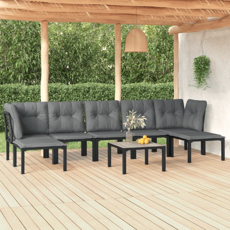 vidaXL 8-tlg. Garten-Lounge-Set Schwarz und Grau Poly Rattan vidaXL 8-tlg. Garten-Lounge-Set Schwarz und Grau Poly Rattan
