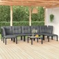 vidaXL 8-tlg. Garten-Lounge-Set Schwarz und Grau Poly Rattan vidaXL 8-tlg. Garten-Lounge-Set Schwarz und Grau Poly Rattan