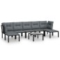 vidaXL 8-tlg. Garten-Lounge-Set Schwarz und Grau Poly Rattan vidaXL 8-tlg. Garten-Lounge-Set Schwarz und Grau Poly Rattan
