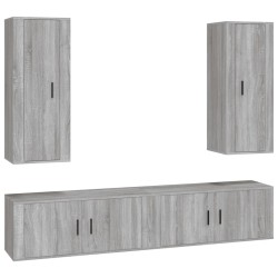 vidaXL 4-tlg. TV-Schrank-Set Grau Sonoma Holzwerkstoff